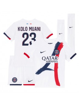 Otroški Nogometna dresi replika Paris Saint-Germain Randal Kolo Muani #23 Gostujoči 2024-25 Kratek rokav (+ hlače)